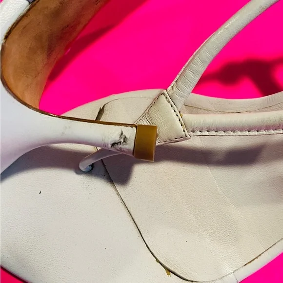 Christian Dior Women’s White Leather Thong Heels Size 37.5 - Picture 8 of 8